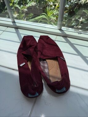 Toms Burgundy Corduroy Slip-On Flats